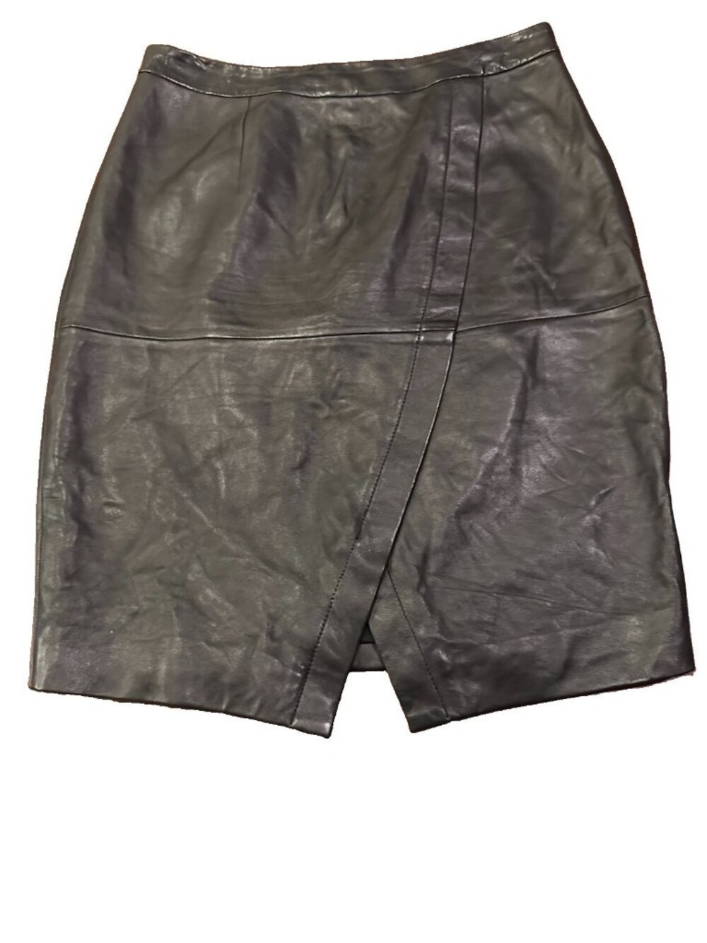 Halogen Genuine Leather Skirt Black Size 4 Front Slit